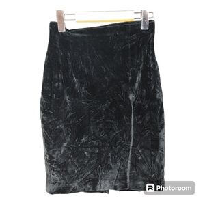 Vintage ANN TAYLOR 80's Black Velvet Midi Skirt Size 4